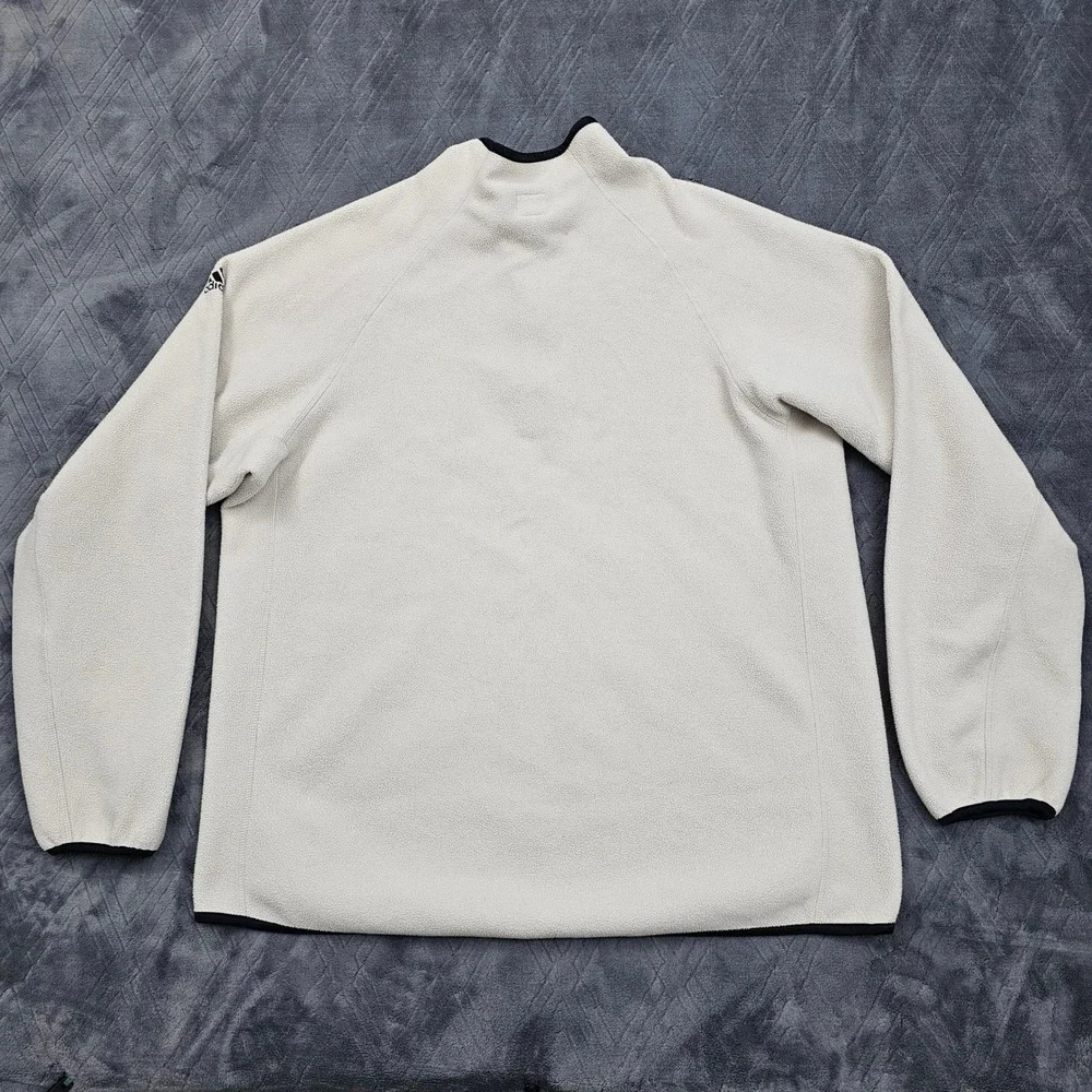 Adidas 1/4 Zip Fleece Pullover Mens L Cream Black Vintage Y2K Streetwear Hiking